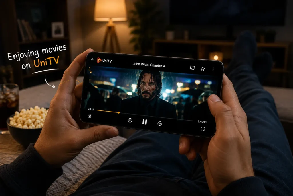 UniTV APK Black Screen Problem – Fixes 4 Watching movies on the UniTV app on a mobile device.