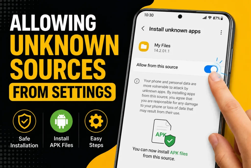UniTVnet APK Not Installing – Easy Ways to Fix Installation Problems 2 Android phone settings showing the “Allow from this source” option being enabled to install APK files.