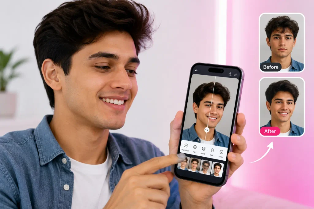 User Happily Editing Pics in FaceApp Pro APK
